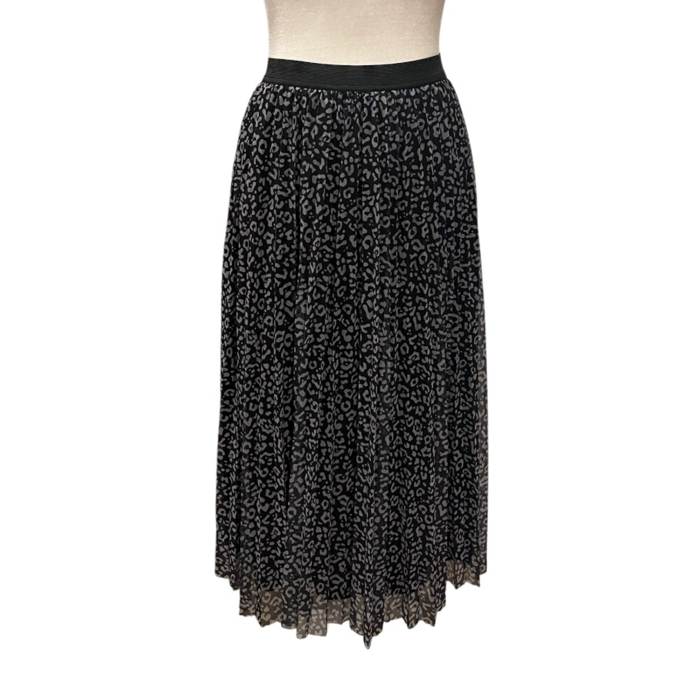 Sincerely Jules Animal Print Pleated Mesh Elastic Waist Pull On Midi Skirt